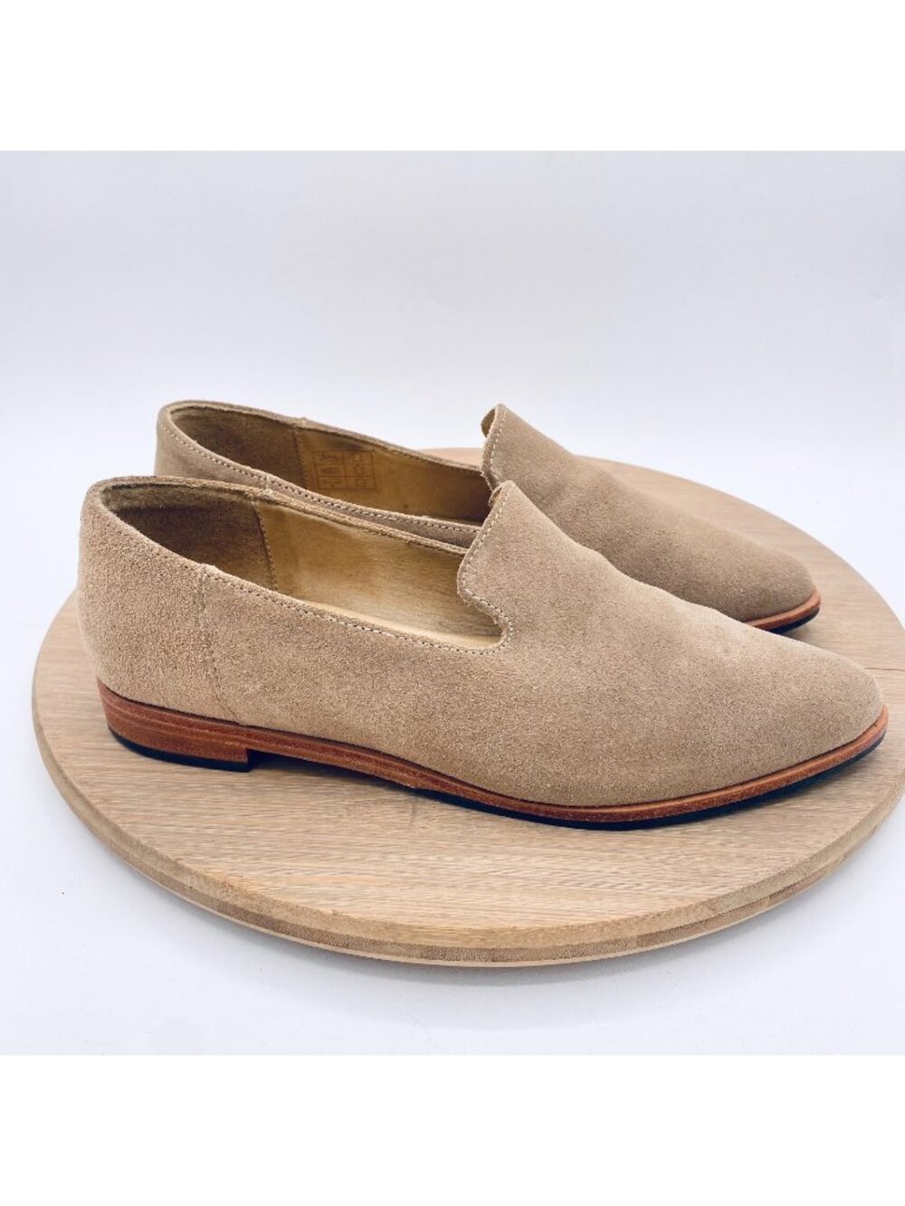 Patina Shoes Womens 6 36 Beige Suede Flats Portland Leather Goods Quiet Luxury